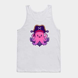 Cute Pirate Octopus With Anchor Tank Top